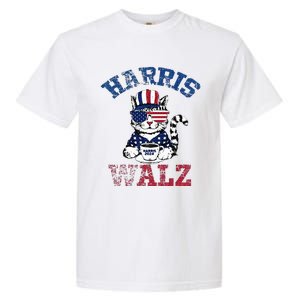 Harris Waltz 2024 Election Cat Kamala Harris Coffee Tim Walz Garment-Dyed Heavyweight T-Shirt