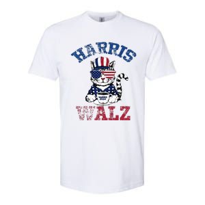 Harris Waltz 2024 Election Cat Kamala Harris Coffee Tim Walz Softstyle CVC T-Shirt