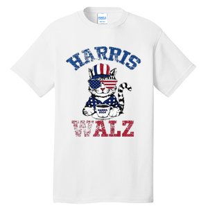 Harris Waltz 2024 Election Cat Kamala Harris Coffee Tim Walz Tall T-Shirt