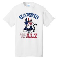 Harris Waltz 2024 Election Cat Kamala Harris Coffee Tim Walz Tall T-Shirt