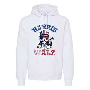 Harris Waltz 2024 Election Cat Kamala Harris Coffee Tim Walz Premium Hoodie