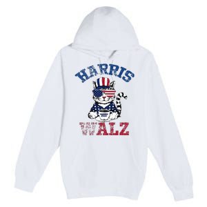 Harris Waltz 2024 Election Cat Kamala Harris Coffee Tim Walz Premium Pullover Hoodie