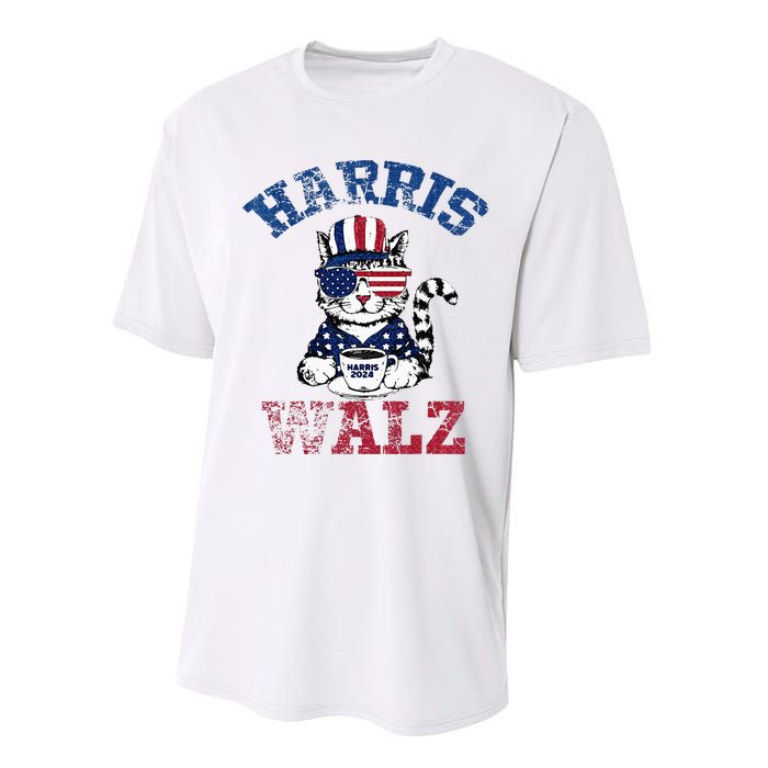 Harris Waltz 2024 Election Cat Kamala Harris Coffee Tim Walz Performance Sprint T-Shirt