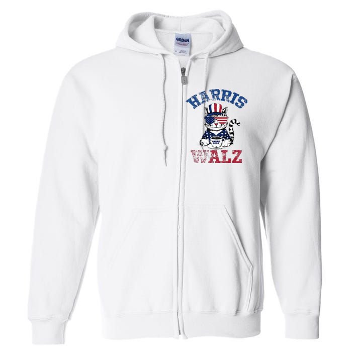 Harris Waltz 2024 Election Cat Kamala Harris Coffee Tim Walz Full Zip Hoodie