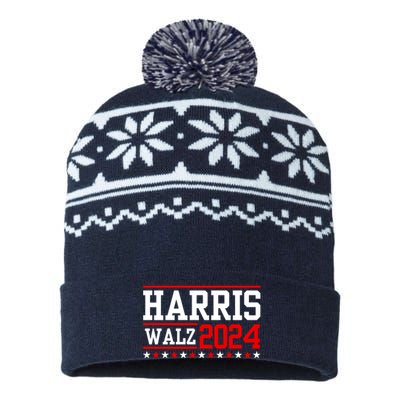 Harris Walz 2024 Cat Election Tim Kamala USA-Made Snowflake Beanie