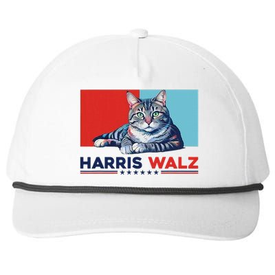 Harris Walz 2024 Funny Cat Election Kamala Harris Gift Snapback Five-Panel Rope Hat