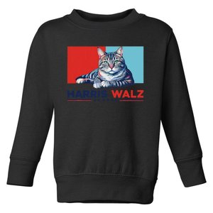 Harris Walz 2024 Funny Cat Election Kamala Harris Gift Toddler Sweatshirt