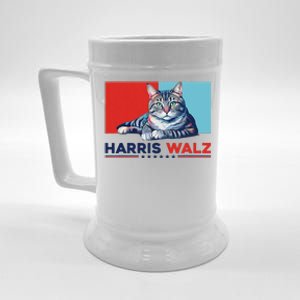 Harris Walz 2024 Funny Cat Election Kamala Harris Gift Beer Stein