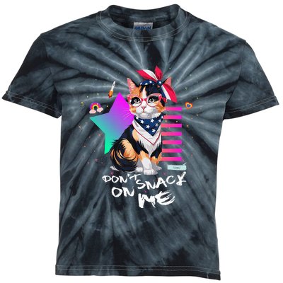 Harris Walz 2024 Support DonT Snack On Me Cat Kids Tie-Dye T-Shirt