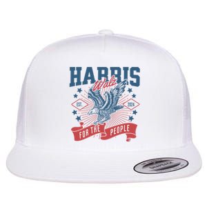 Harris Walz 2024 Election President Kamala Harris Tim Waltz Flat Bill Trucker Hat