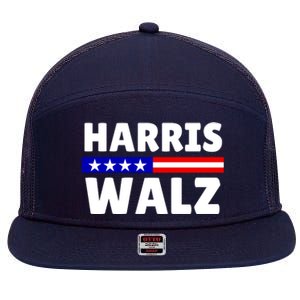 Harris Walz 2024 Election Logo 7 Panel Mesh Trucker Snapback Hat