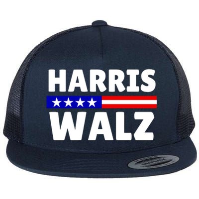 Harris Walz 2024 Election Logo Flat Bill Trucker Hat