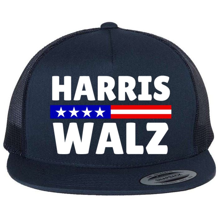 Harris Walz 2024 Election Logo Flat Bill Trucker Hat