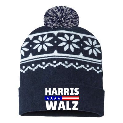 Harris Walz 2024 Election Logo USA-Made Snowflake Beanie