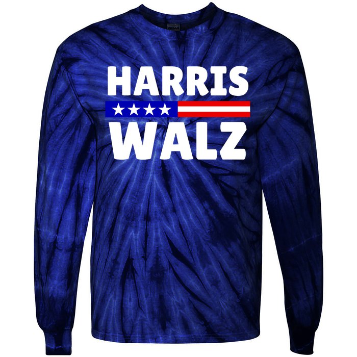 Harris Walz 2024 Election Logo Tie-Dye Long Sleeve Shirt