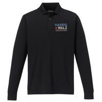 Harris Waltz 2024 Election Kamala Harris Tim Waltz Performance Long Sleeve Polo