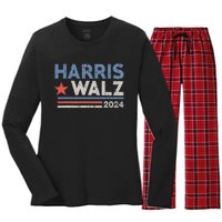 Harris Waltz 2024 Election Kamala Harris Tim Waltz Women's Long Sleeve Flannel Pajama Set 