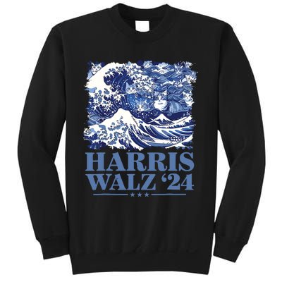 Harris Waltz 2024 Cute Wave Of Blue Cats For Kamala Harris Sweatshirt