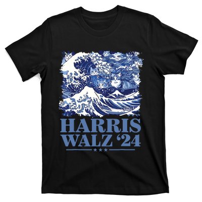 Harris Waltz 2024 Cute Wave Of Blue Cats For Kamala Harris T-Shirt