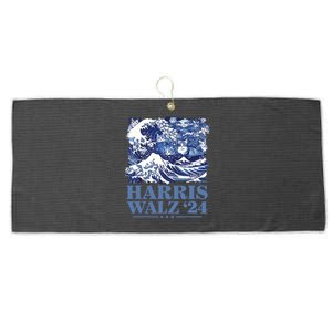 Harris Waltz 2024 Cute Wave Of Blue Cats For Kamala Harris Large Microfiber Waffle Golf Towel