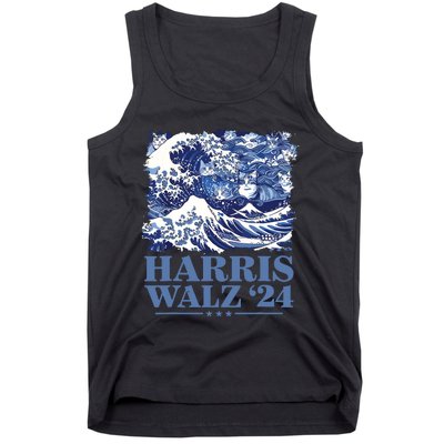 Harris Waltz 2024 Cute Wave Of Blue Cats For Kamala Harris Tank Top