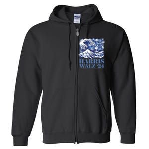 Harris Waltz 2024 Cute Wave Of Blue Cats For Kamala Harris Full Zip Hoodie