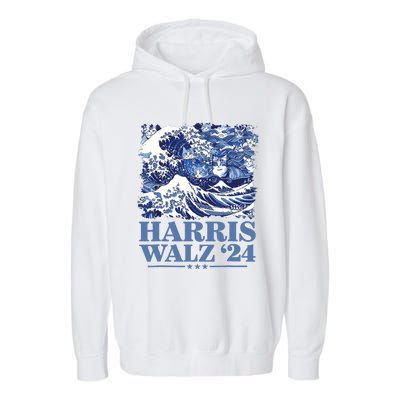 Harris Waltz 2024 Cute Wave Of Blue Cats For Kamala Harris Garment-Dyed Fleece Hoodie