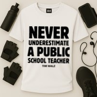 Harris Walz 2024 Never Underestimate A Public School Teacher Cooling Performance Crew T-Shirt
