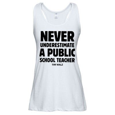 Harris Walz 2024 Never Underestimate A Public School Teacher Ladies Essential Flowy Tank