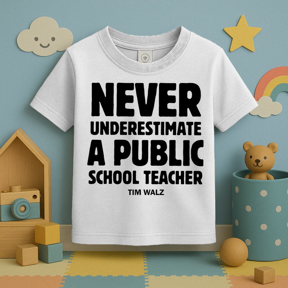 Harris Walz 2024 Never Underestimate A Public School Teacher Toddler T-Shirt