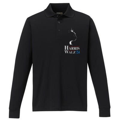 Harris Waltz 2024 Election Kamala Harris Tim Waltz 2024 Performance Long Sleeve Polo