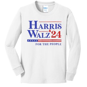 Harris Waltz 2024 For The People Cat Lady Kamala Harris Kids Long Sleeve Shirt