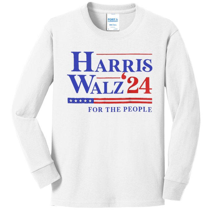 Harris Waltz 2024 For The People Cat Lady Kamala Harris Kids Long Sleeve Shirt