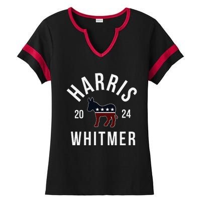 Harris Whitmer 2024 Vote Kamala Harris Gretchen Whitmer 24 Ladies Halftime Notch Neck Tee