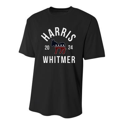 Harris Whitmer 2024 Vote Kamala Harris Gretchen Whitmer 24 Youth Performance Sprint T-Shirt