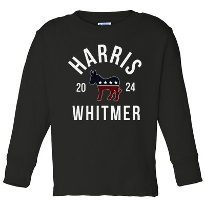 Harris Whitmer 2024 Vote Kamala Harris Gretchen Whitmer 24 Toddler Long Sleeve Shirt