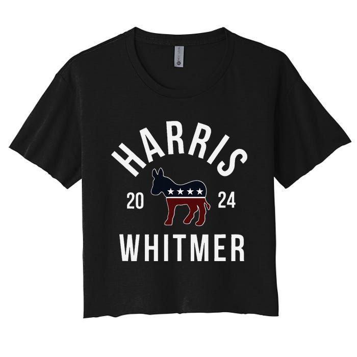 Harris Whitmer 2024 Vote Kamala Harris Gretchen Whitmer 24 Women's Crop Top Tee