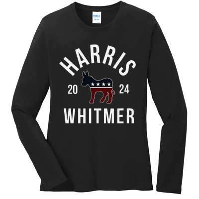 Harris Whitmer 2024 Vote Kamala Harris Gretchen Whitmer 24 Ladies Long Sleeve Shirt