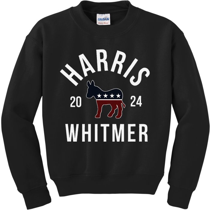 Harris Whitmer 2024 Vote Kamala Harris Gretchen Whitmer 24 Kids Sweatshirt