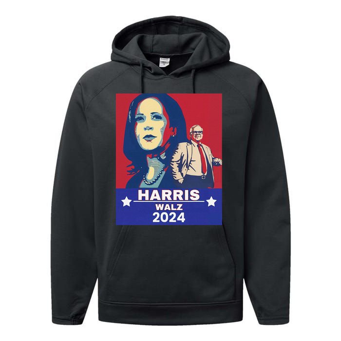 Harris Waltz 2024 Election President Kamala Harris Tim Waltz Performance Fleece Hoodie