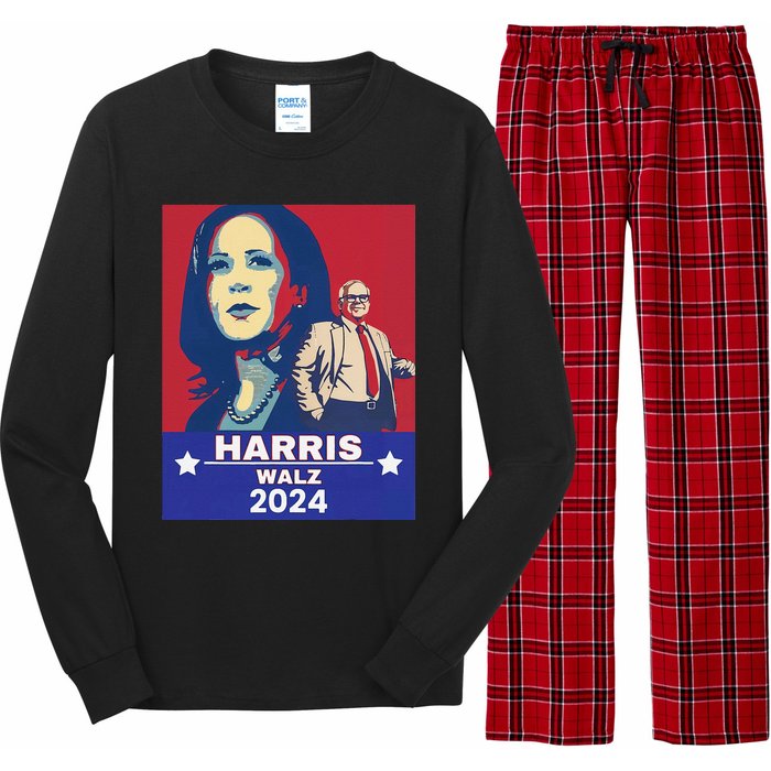 Harris Waltz 2024 Election President Kamala Harris Tim Waltz Long Sleeve Pajama Set