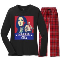 Harris Waltz 2024 Election President Kamala Harris Tim Waltz Women's Long Sleeve Flannel Pajama Set 