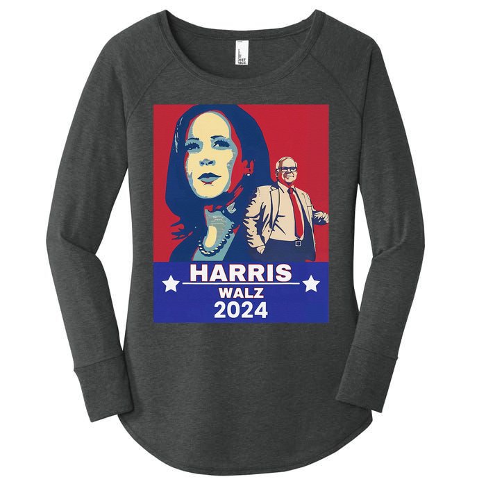 Harris Waltz 2024 Election President Kamala Harris Tim Waltz Women's Perfect Tri Tunic Long Sleeve Shirt