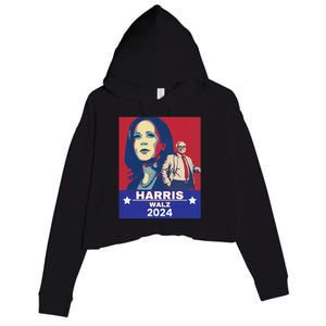 Harris Waltz 2024 Election President Kamala Harris Tim Waltz Crop Fleece Hoodie