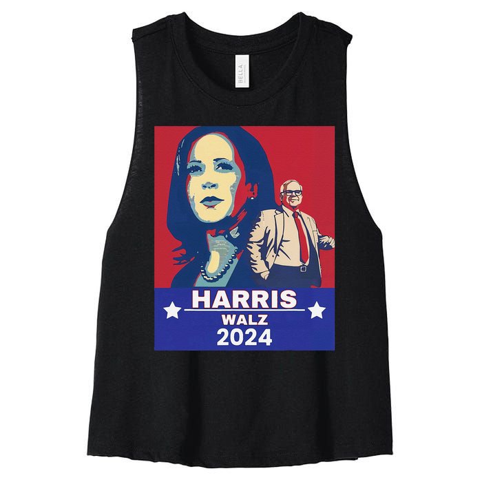 Harris Waltz 2024 Election President Kamala Harris Tim Waltz Women's Racerback Cropped Tank