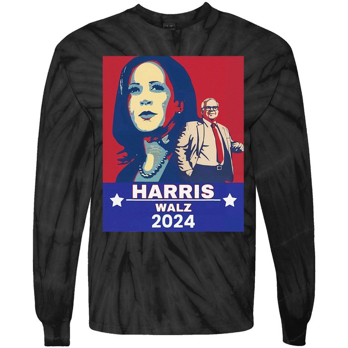 Harris Waltz 2024 Election President Kamala Harris Tim Waltz Tie-Dye Long Sleeve Shirt