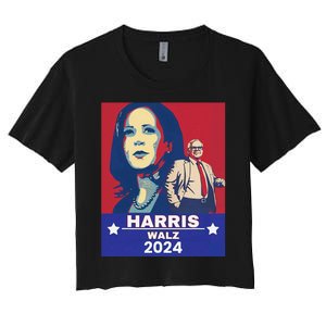 Harris Waltz 2024 Election President Kamala Harris Tim Waltz Women's Crop Top Tee