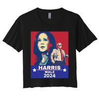 Harris Waltz 2024 Election President Kamala Harris Tim Waltz Women's Crop Top Tee