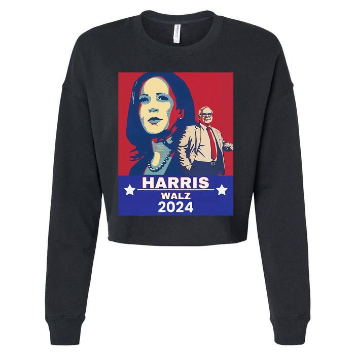 Harris Waltz 2024 Election President Kamala Harris Tim Waltz Cropped Pullover Crew