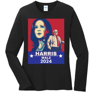 Harris Waltz 2024 Election President Kamala Harris Tim Waltz Ladies Long Sleeve Shirt